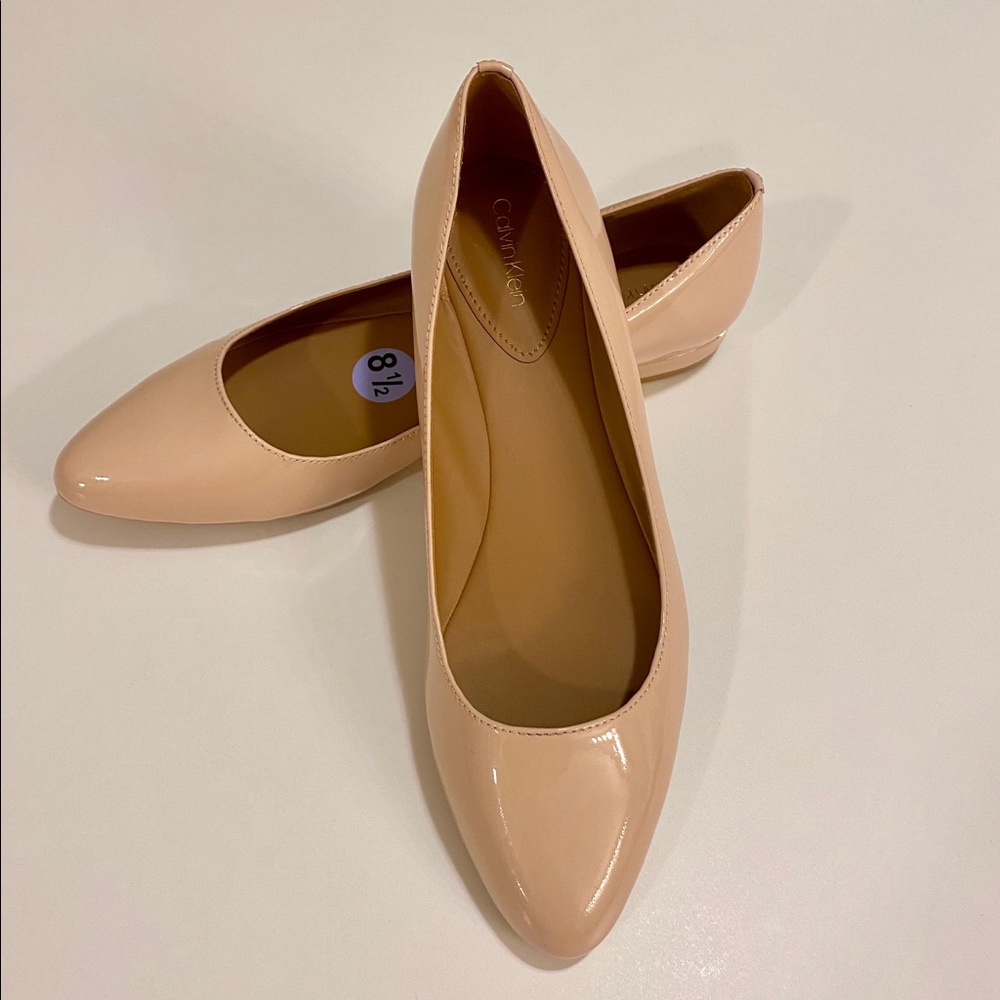 Calvin Klein | Patten Leather Nude Fla…